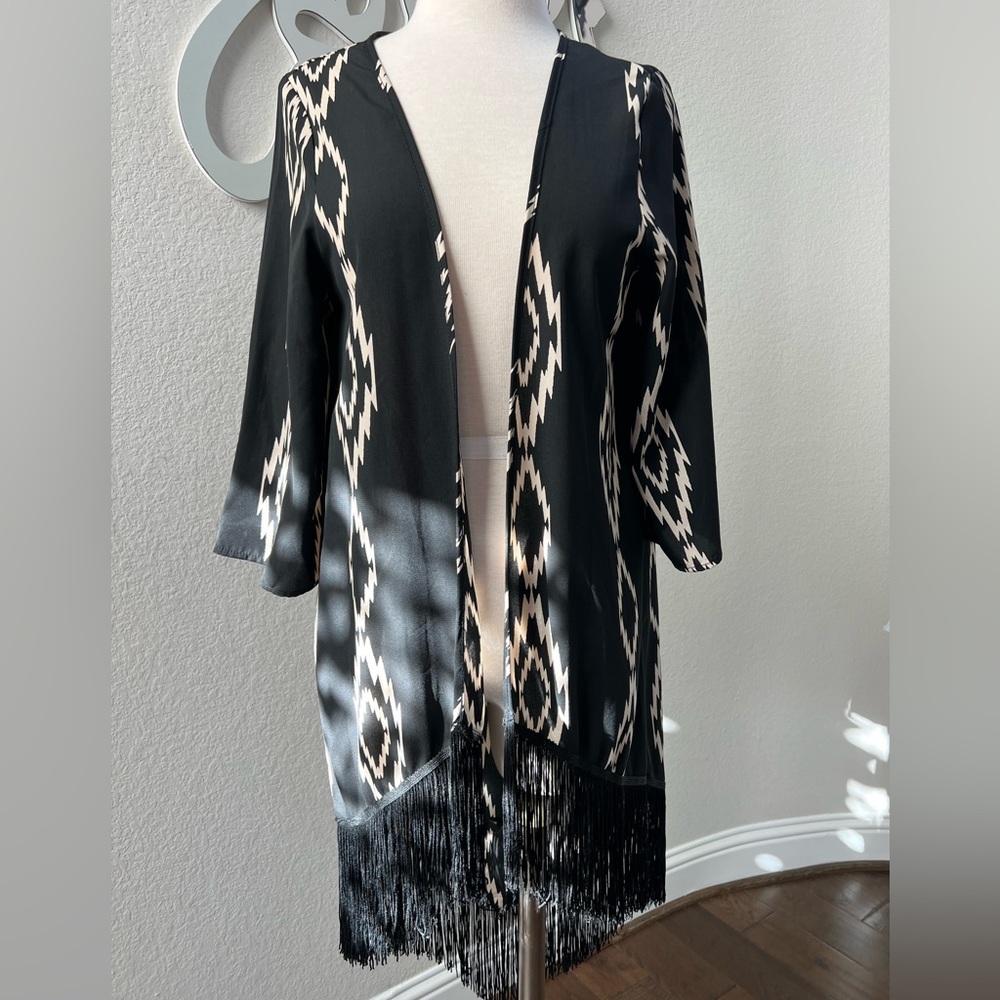 Long Kimono With Fringe Bottom